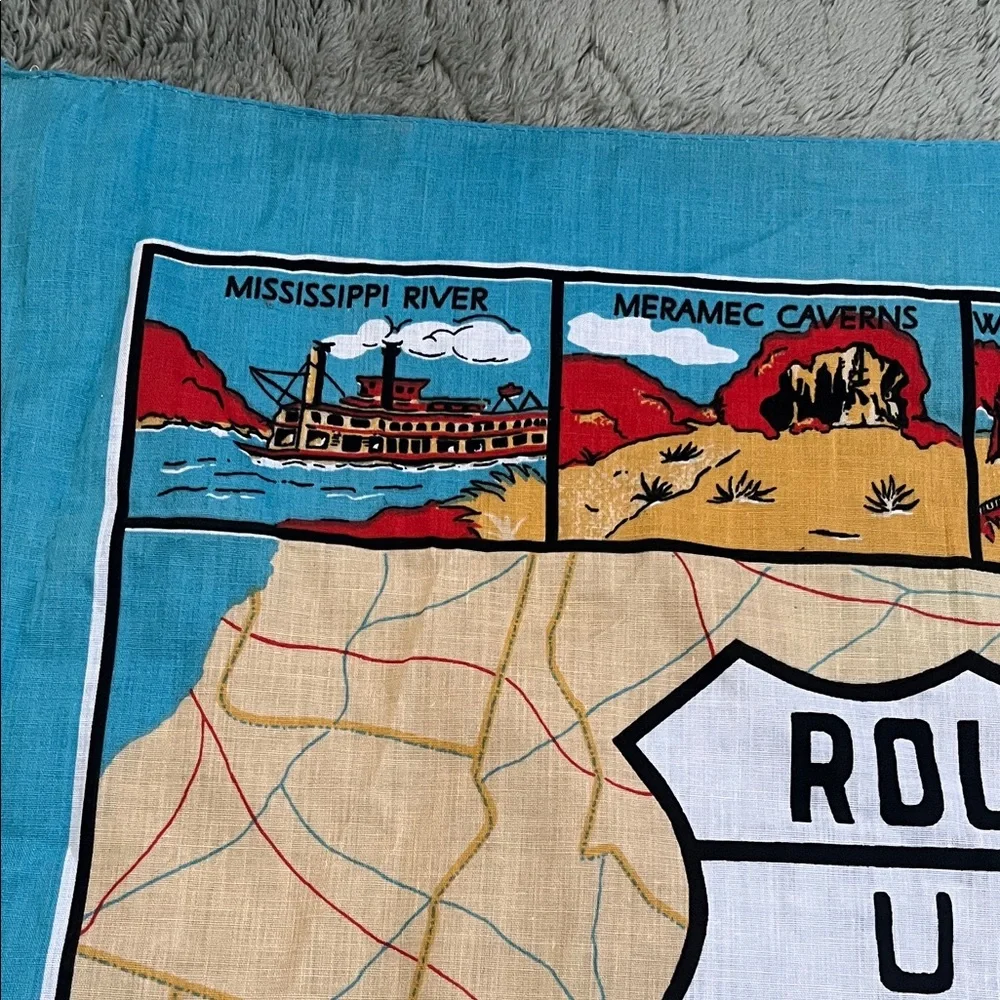 Vintage Route US 66 Map Bandana Scarf - Turquoise - Picture 3 of 11